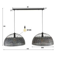 Alfie hanglamp 2L armor ø60 - zwart bruin