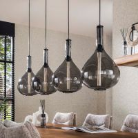 Chiara hanglamp 4L druppel smoke glas - artic zwart