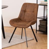 Nøra Taylor eetkamerstoel | zwart metaal onderstel | stof Preston - cognac