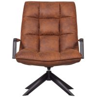 Jouke draaifauteuil met armleuning leerlook - cognac