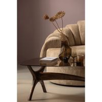 Flash salontafel mangohout/glas - walnoot