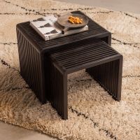 Willa bijzettafelset van 2 recycled teak - zwart