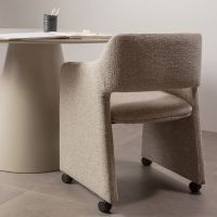 Woood Lyric eetkamerstoel met wielen - greige
