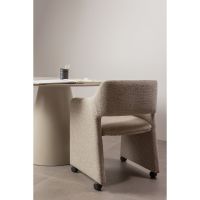 Woood Lyric eetkamerstoel met wielen - greige