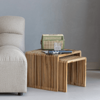 Woood Jasmijn bijzettafel set van 2 recycled teak - naturel