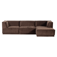 Woood Manu chaise longue bank rechts velvet - bruin