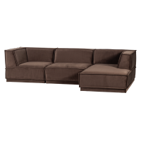 Woood Manu chaise longue bank rechts velvet - bruin