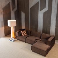 Woood Manu chaise longue bank rechts velvet - bruin