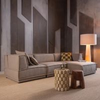 Woood Manu chaise longue bank rechts grove chenille - naturel