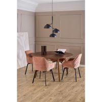 Calm terugdraai armstoel | zwart metaal onderstel | stof Danny - roze/bruin