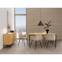 Soren armstoel | zwart metaal onderstel | stof Apia - zand