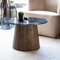 Bijzettafel Maxim rond - Ø60x40 cm - mango hout/marmer