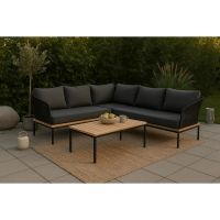 Omarion loungest met hoekbank en tafel - zwart