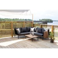 Omarion loungest met hoekbank en tafel - zwart