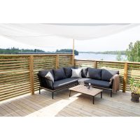 Omarion loungest met hoekbank en tafel - zwart