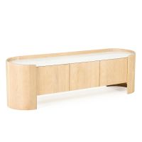 Don tv-meubel 165 cm - naturel hout/marmer