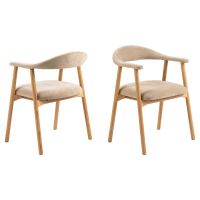 Lykke armstoel | naturel oak onderstel | stof Danny - beige