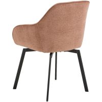 Calm terugdraai armstoel | zwart metaal onderstel | stof Danny - roze/bruin