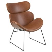 Nøra Marcella fauteuil | metaal onderstel | stof PU vintage brandy - cognac