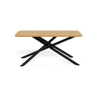 Nøra Jimmie rechthoekig eettafel 160x90x75 cm | zwart metaal onderstel | ruw melamine houtlook - naturel