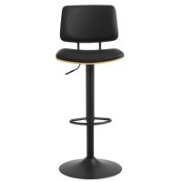 Nøra Hallie verstelbare barstoel | zwart metaal onderstel | stof PU - zwart