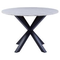 Nøra Donovan ronde eettafel Ø110x75.5 cm | zwart metaal onderstel | gepolijst marmer - wit