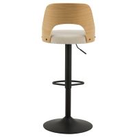 Nøra Jamaal verstelbare barstoel | zwart metaal onderstel | stof Apia - beige/naturel