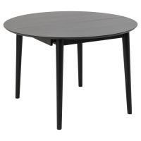 Nøra Aida ronde uitschuiftafel Ø115/154x75 cm | eikenfineer - zwart + 4 eetkamerstoelen - zwart