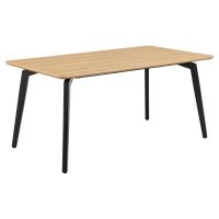 Nøra Laurens rechthoekige eettafel 160x90x75 cm + 4 eetkamerstoelen stof Caso - naturel/groen