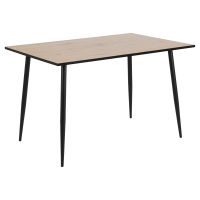 Nøra Gertrude rechthoekige eettafel 120x80x75 cm | ruw melamine - naturel + 4 eetkamerstoelen | stof Apia - beige
