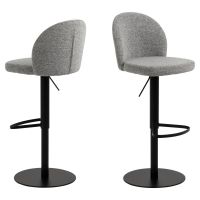 Nøra Deena verstelbare barstoel | zwart metaal onderstel | stof Monza - grijs