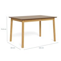 Nøra Donny eettafel 120x80x74.8 cm | rubberhout onderstel | mat eiken AC-gelakt fineer blad