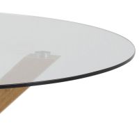 Nøra Donovan ronde eettafel Ø119x75.5 cm | staal met eikenfolie onderstel | gehard glas - transparant