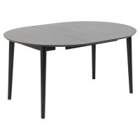 Nøra Aida ronde uitschuiftafel Ø115/154x75 cm | eikenfineer - zwart + 4 eetkamerstoelen - zwart