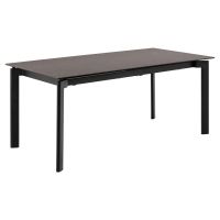 Nøra Leila rechthoekige uitschuiftafel 180/240x90x76 cm | zwart metaal onderstel | ruw keramiek - zwart