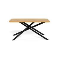 Nøra Jimmie rechthoekig eettafel 160x90x75 cm | zwart metaal onderstel | ruw melamine houtlook - naturel