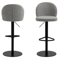 Nøra Deena verstelbare barstoel | zwart metaal onderstel | stof Monza - grijs