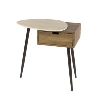 Davide nachtkastje - travertin en eikenlook - links