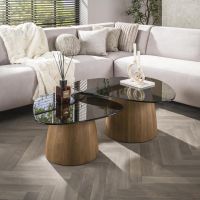 Caruso salontafels - driehoekig - set van 2 - smoked glass