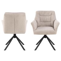 Vika armstoel | zwart metaal onderstel | stof Caso - beige