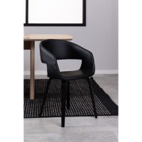 Nøra Peru armstoel | zwart oak onderstel | PU leer - zwart