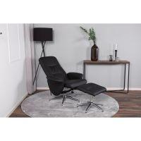Svea Veko verstelbare fauteuill met voetenbank - lederlook - zwart