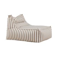 Liam loungepoef - wit/beige gestreept