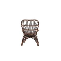 Leila loungestoel - donker walnoot - rattan