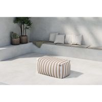 Liam poef stof - wit/beige gestreept