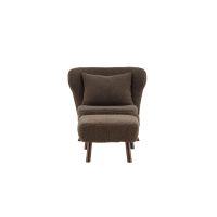 Teko fauteuil met voetenbank - teddy - bruin