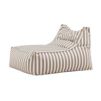 Liam loungepoef - wit/beige gestreept