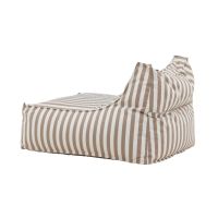 Liam loungepoef - wit/beige gestreept