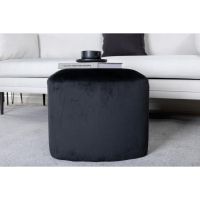 Troy poef - velvet - zwart