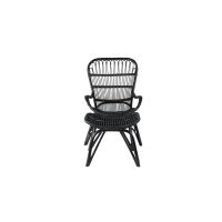 Svea Yaral loungestoel met voetenbank - zwart - rattan